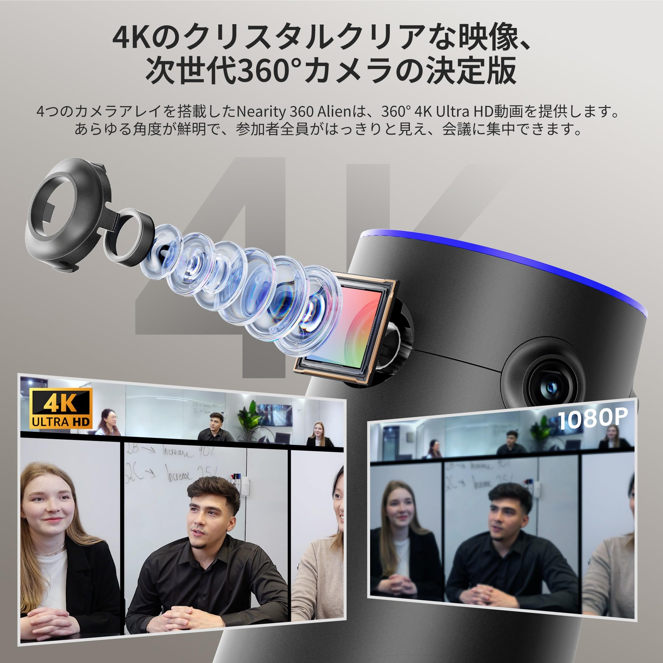 Amazon.co.jp: Nearity 360 Alien Web会議用 360°カメラ 【拡張マイク