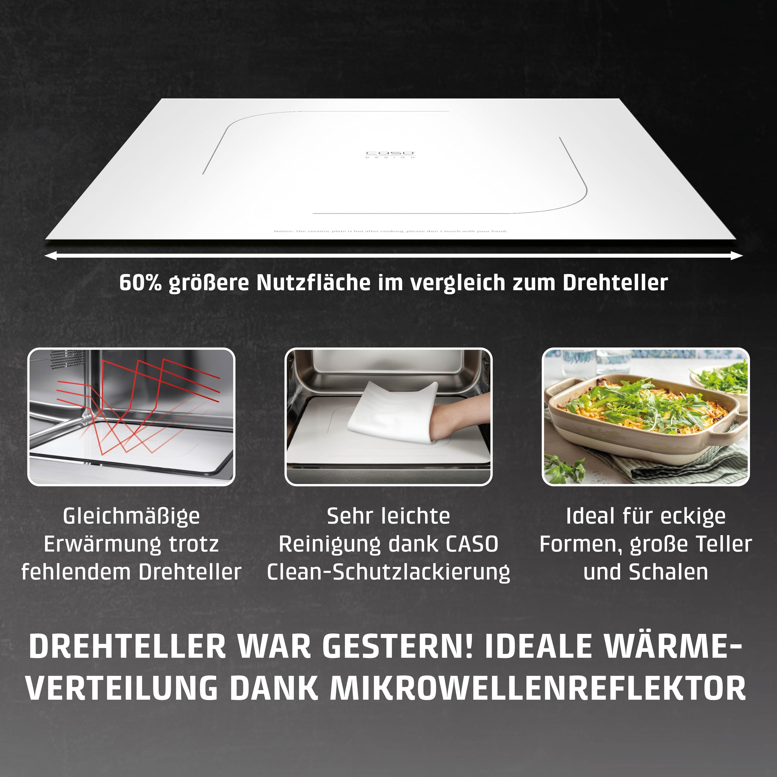 CASO MG 20 Ecostyle Ceramic Design Mikrowelle mit Grill, 20 Liter, Garen auf zwei Ebenen
