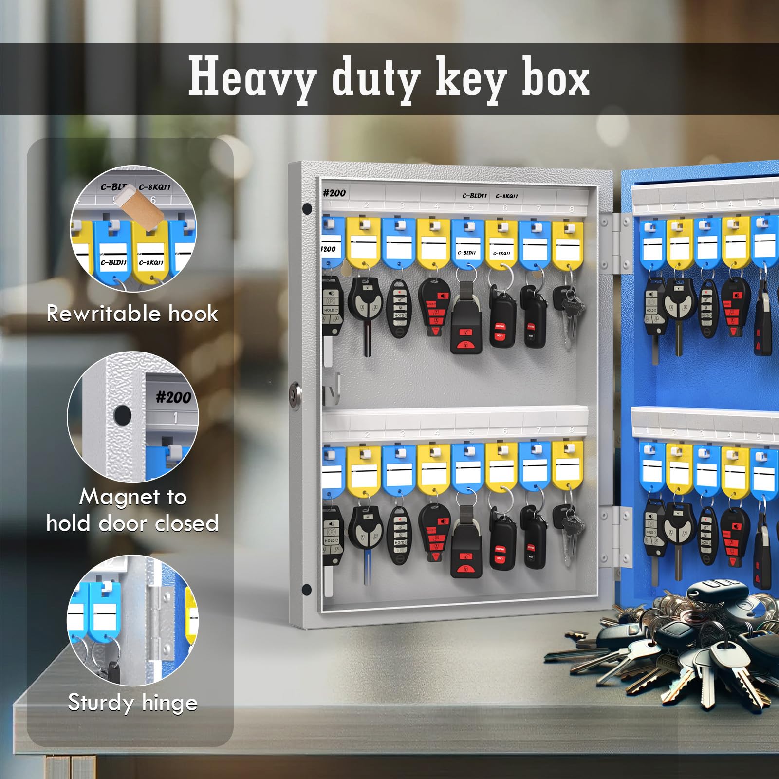 Snapklik.com : 32 Key Lock Box, Smart Key Cabinet Wall Mount, 4-Ways ...