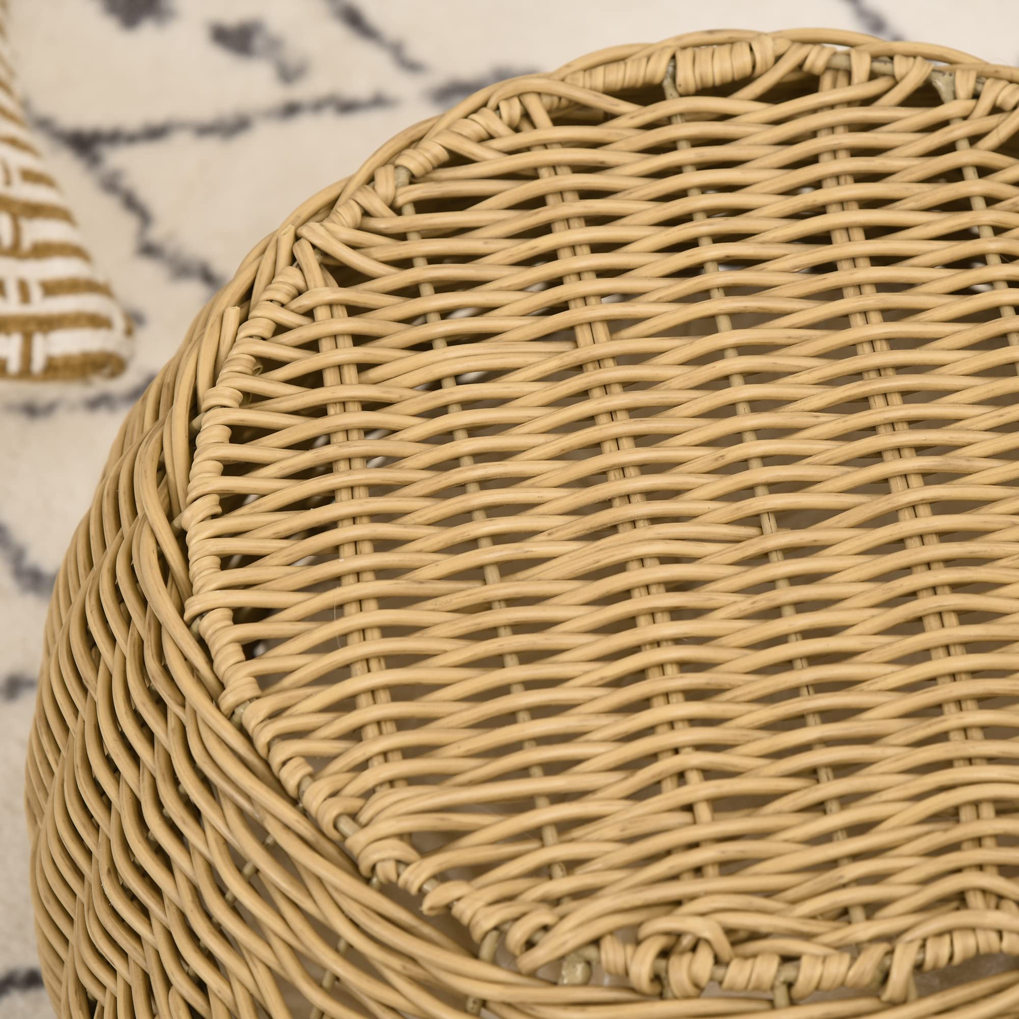 PawHut Nicchia per Gatto in Resina Intrecciata Imitazione Rattan, Maison con Cuscino Morbido Ø 40 x 30 cm, Marrone Chiaro