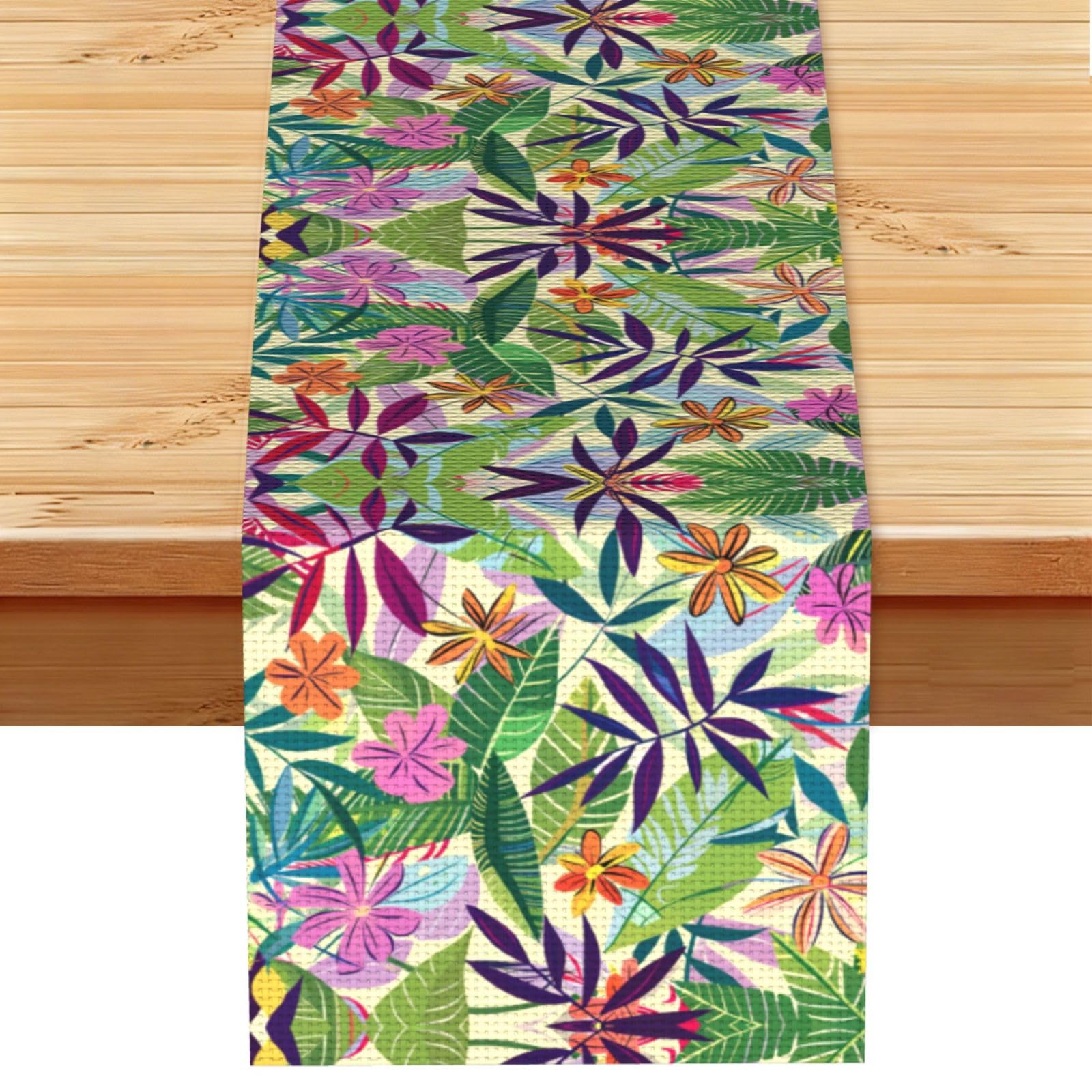 Bright Pink Tropical Florals Printed Table Runner 13 x 72, Wrinkle Resistant Decor for Dining Table Coffee Table Fireplace