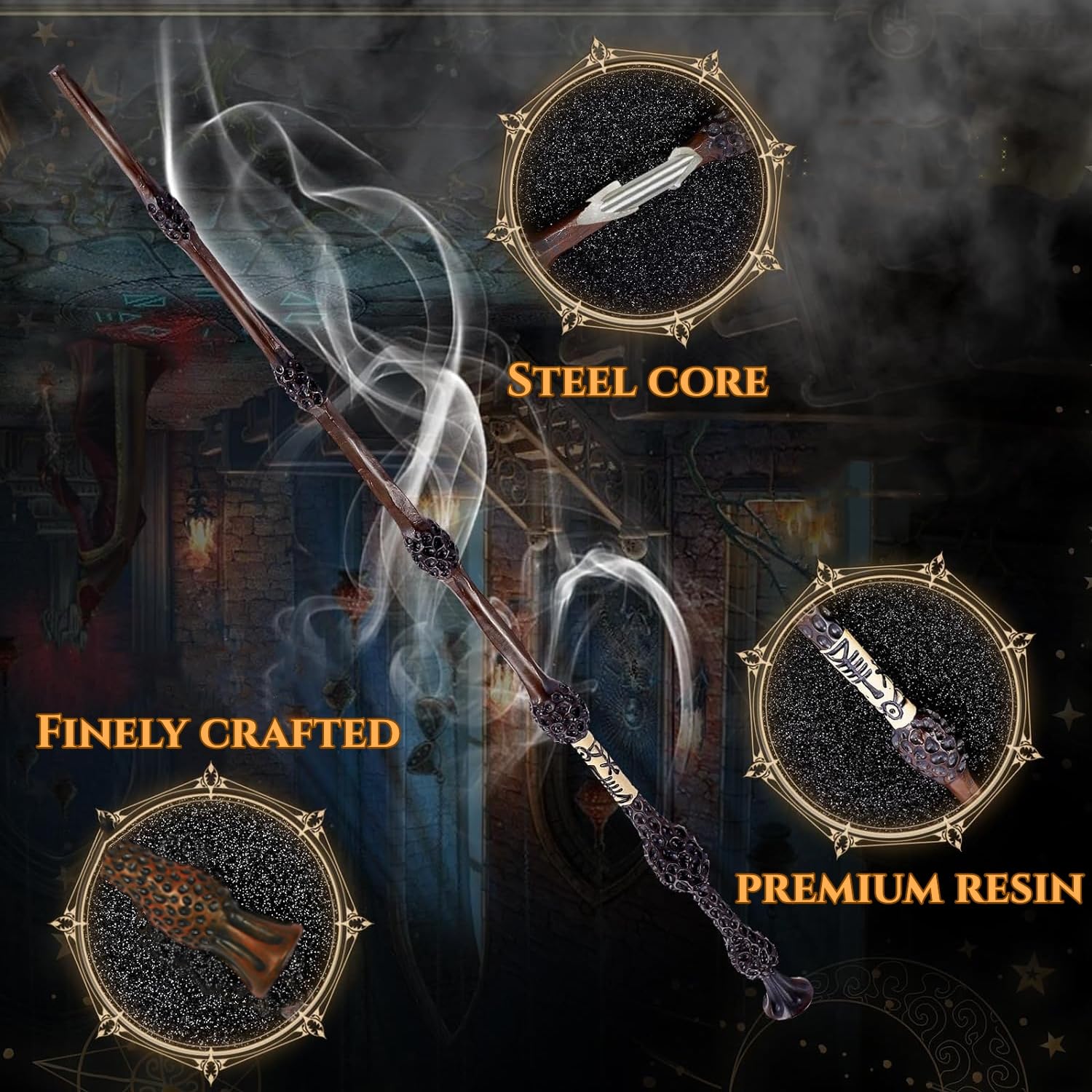 MeYuxg Magiczna różdżka Harry Potter-Dumbledore, magiczna różdżka ze światłem i dźwiękiem, wykonana z tworzywa sztucznego z projekcją patronusa, zabawka Cosplay Props, artykuł dla fanów dla dzieci od