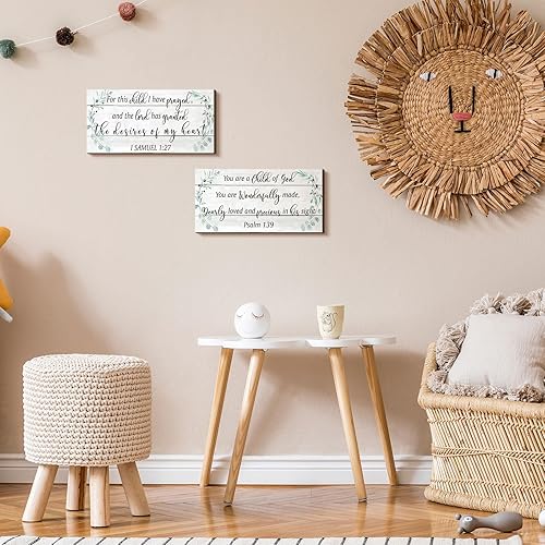 Miniatura 2 de Yookeer 2 piezas de decoración de pared de madera para guardería, decoración de habitación de bebé, decoración de habitación de guardería, arte de