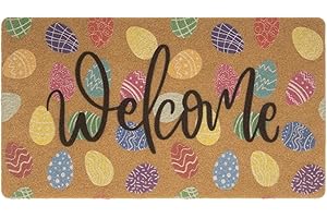Easter Coir Doormat - Outdoor Spring Welcome Mat for Entrance Decor