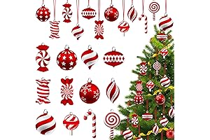 36 Pcs Wood Christmas Ornament Candy Canes and Lollipops Hanging Decorations