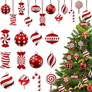 48 Pcs Candy Hanging Christmas Ornament Peppermint Lollipop Candy Cane Decorations Felt Candy Ornaments with Rope for Xmas Tree DIY Craft Holiday Party Favors (Vivid)