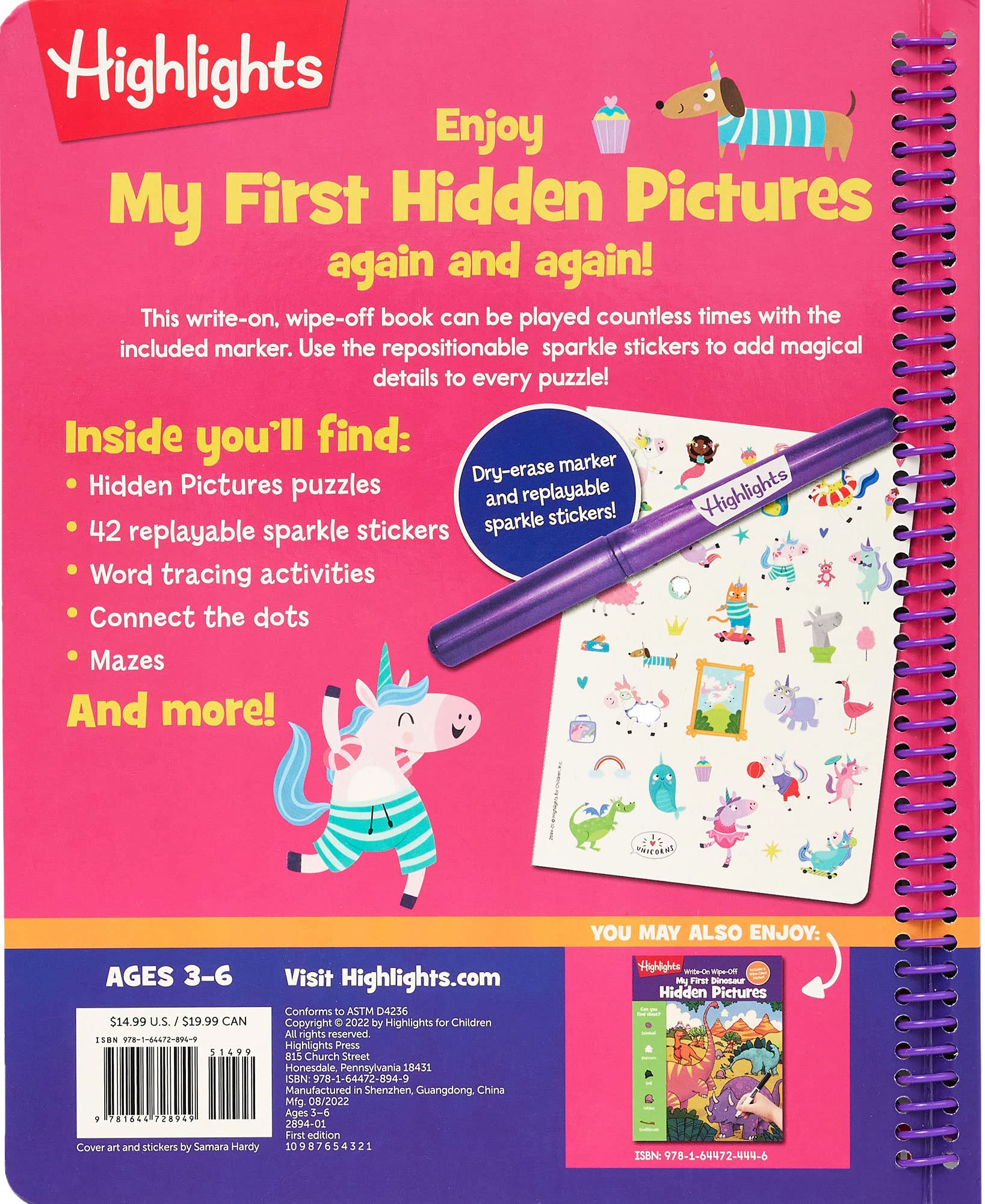 Write-On Wipe-Off My First Unicorn Hidden Pictures: With a Dry-erase Marker and Replayable Sparkle Stickers@ (Write-On Wipe-Off My First Activity Books)