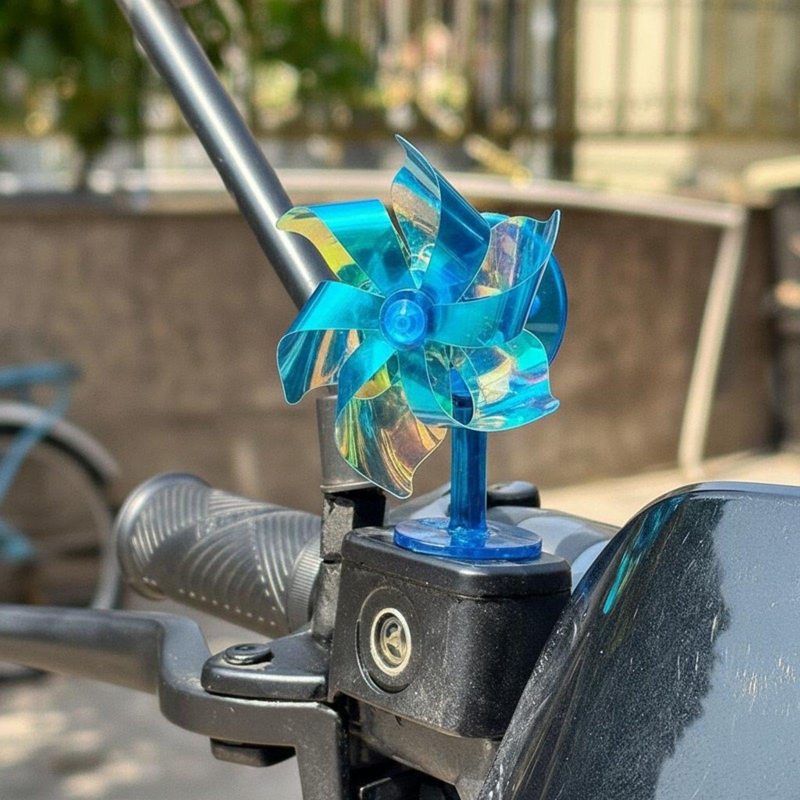 CALANDIS Wind-Operated LED Pinwheel No Battery Needed Wind-Powered Windmill Colorful Illuminated Handlebar Pinwheel for Car Owners, Outdoor Biking Blue-image-6