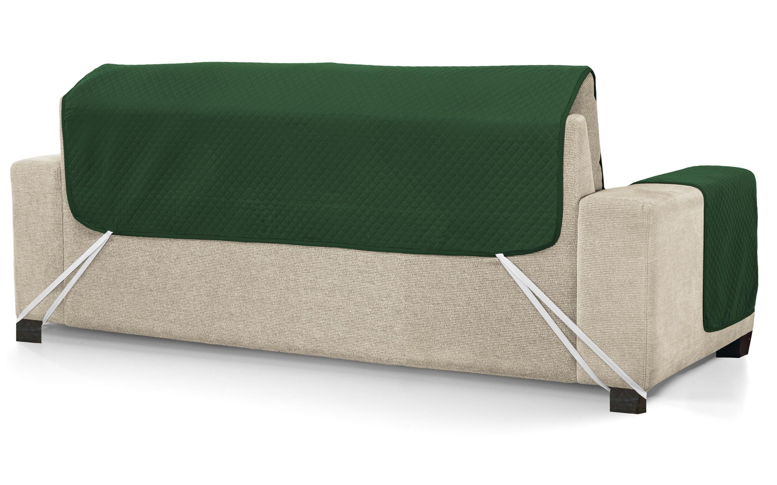 Martina Home Cubre Sofa Acolchado, Verde/Botella, 3 Plazas (Diamond)