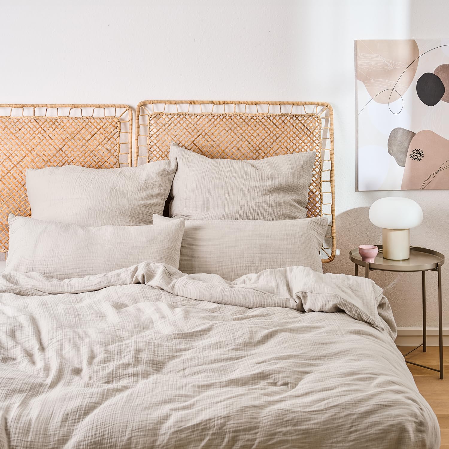 Blumtal Juego de ropa de cama de muselina certificado Öko-Tex, 155 x 220 cm + 40 x 80 cm, ropa de cama extrasuave, lavable