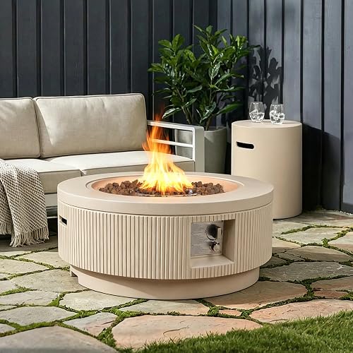 2PCS 36" Outdoor Fire Pit Table Set with Tank Cover