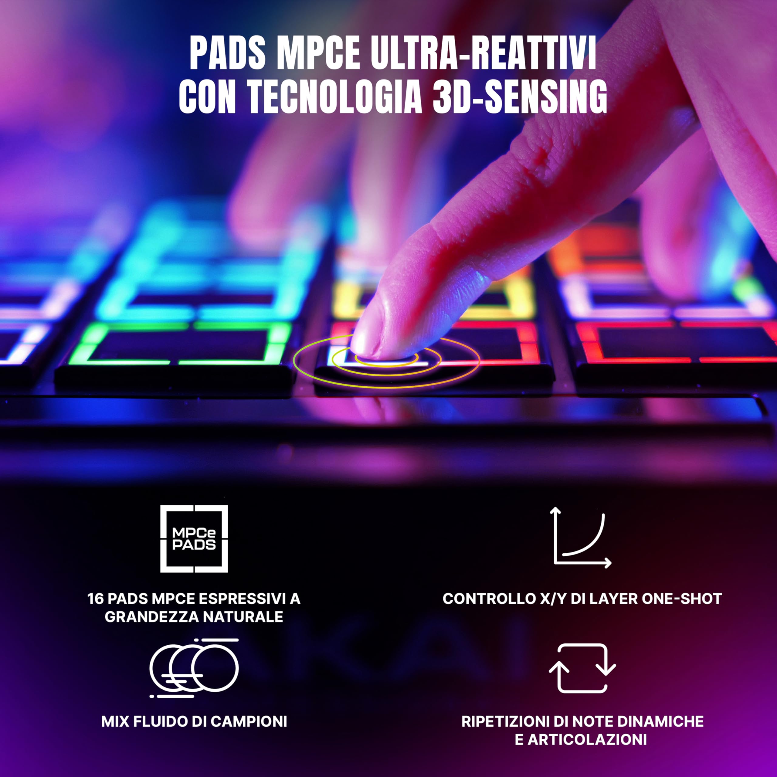 Akai Professional MPC Live III Centro di Produzione Musicale Portatile Standalone con Pads MPCe, Sequencer, Touchscreen, Microfono, Monitor Stereo, Interfaccia Audio, Wi-Fi, Bluetooth, Batteria