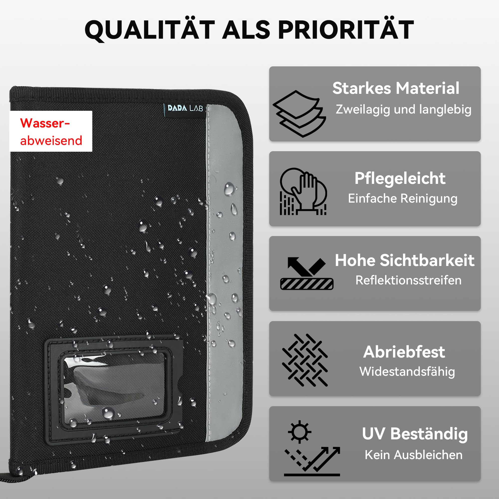 Carpeta para coche A5, guantera, 4 compartimentos, rayas reflectantes, compartimento para tarjetas separado, carpeta para documentos, color negro