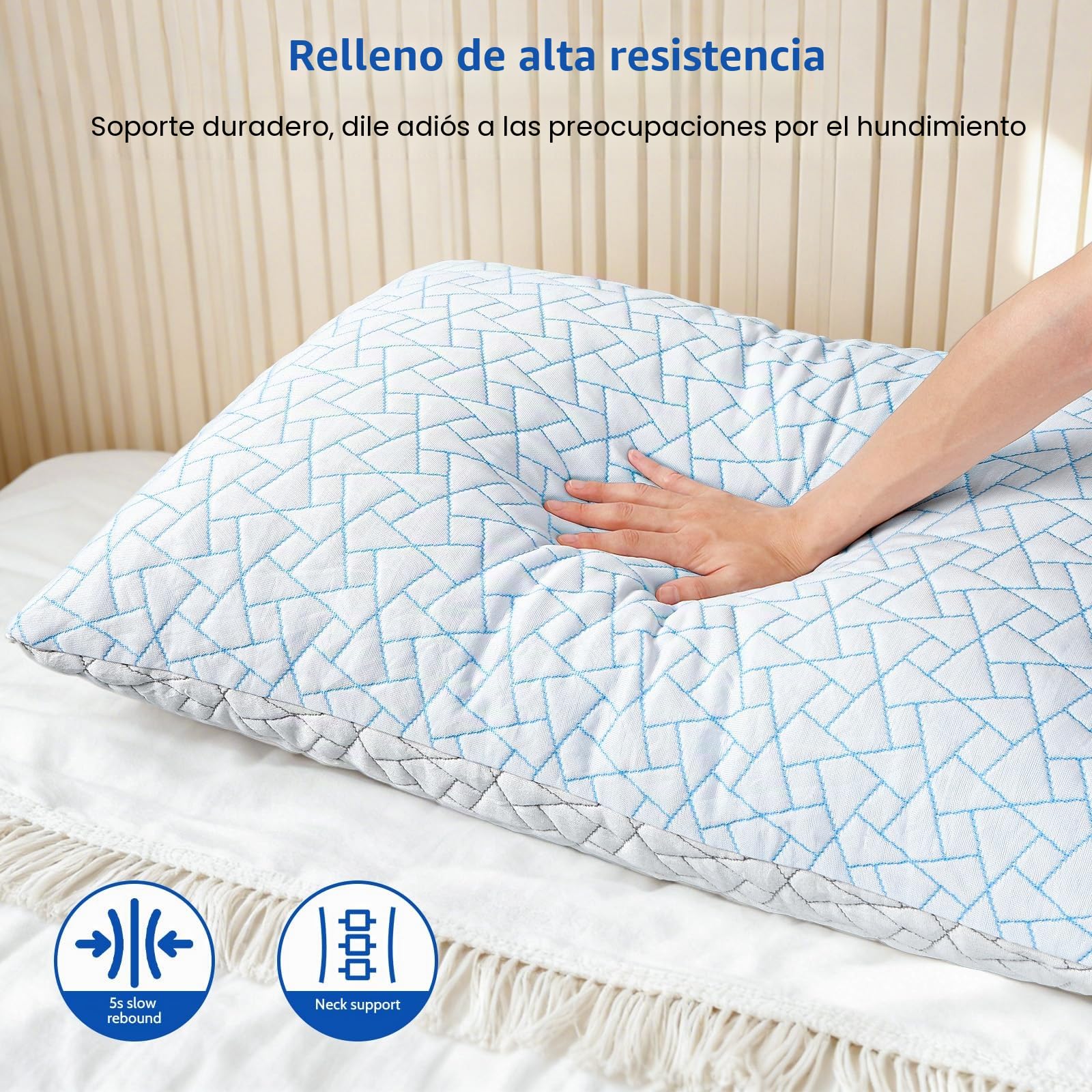 A-Pce Almohadas Altura Ajustable Almohadas 76x51 cm (2 Unidades), Relleno de Microfibra Hipoalergénico Almohada Viscoelastica, Apto para Todas Las Posiciones al Dormir