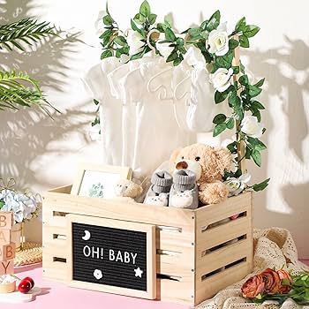 Amazon.com: Barydat Wooden Baby Shower Crate Closet, Basket with