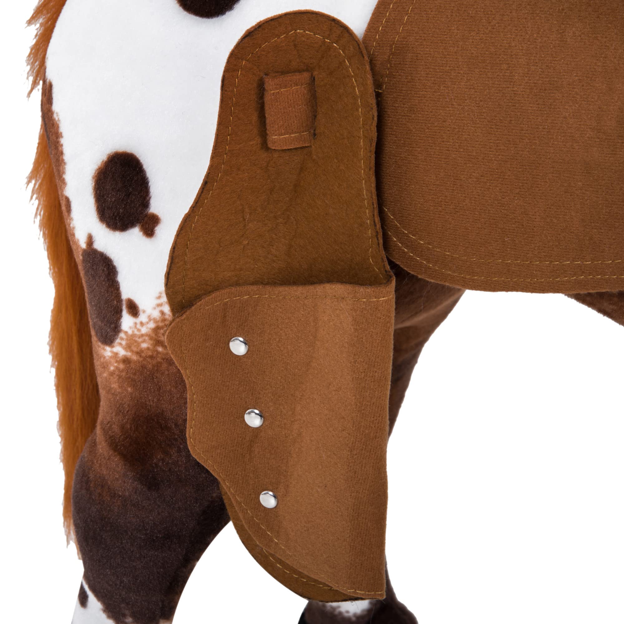 HOMCOM Cheval Debout en Peluche Effets Sonores 85L x 28l x 60H Marron Blanc