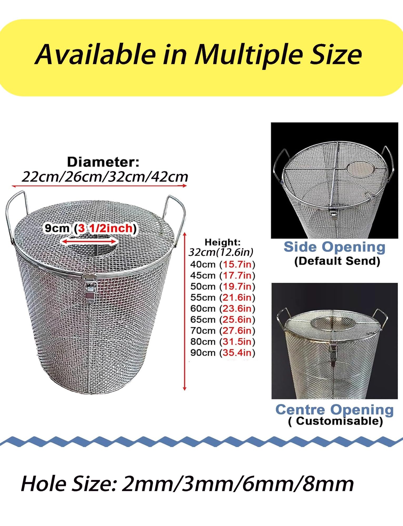 Protector de bomba sumergible, jaula de filtro de acero inoxidable para bombas de aguas residuales de pozo profundo, malla reforzada (2 mm x 32 x 80 cm) - Protección duradera y filtración mejorada