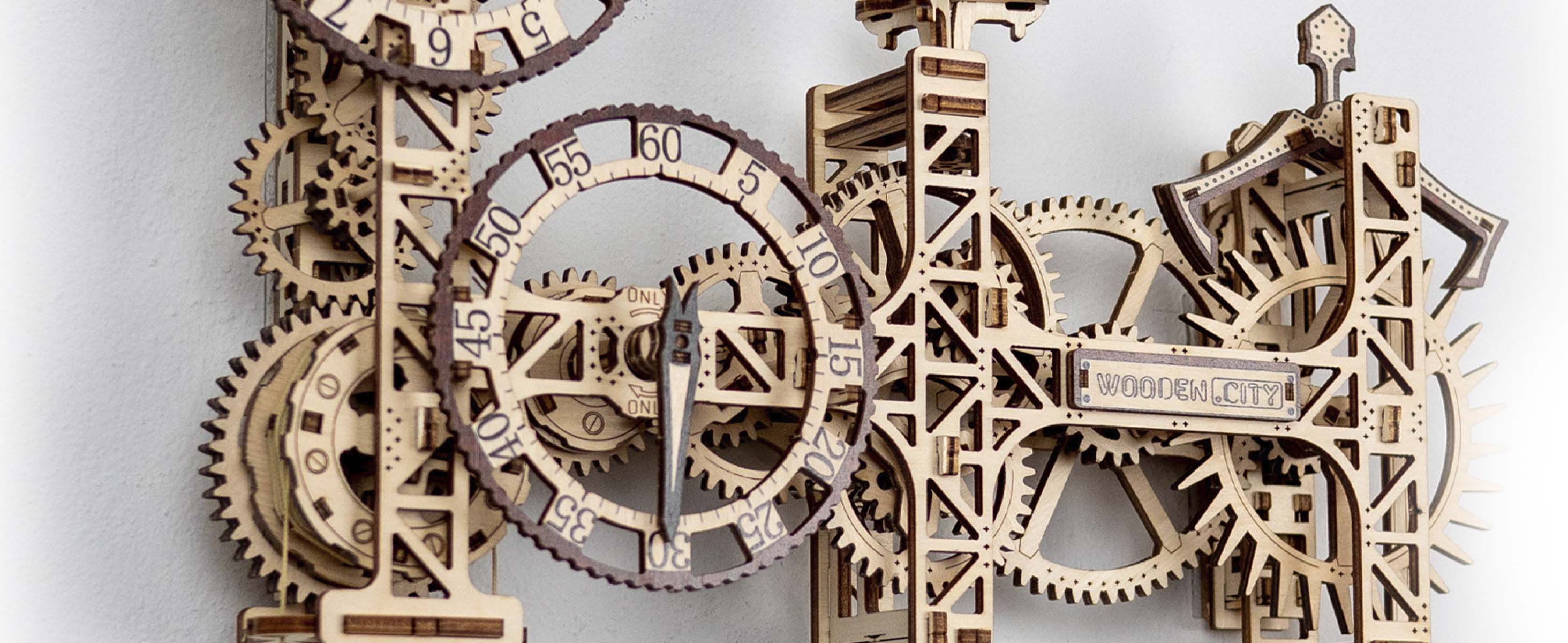 WOODEN.CITY Steampunk Gearworks Wanduhr – 3D Holz-Puzzle, 288 Teile, Mechanisches Uhrwerk, DIY Bausatz Für Erwachsene