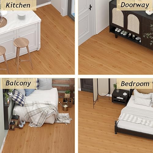 Miniatura 6 de Azulejos de suelo autoadhesivos, 12 unidades  18 pies cuadrados, suelo de tablones de vinilo de madera autoadhesivos, impermeable, resistente al