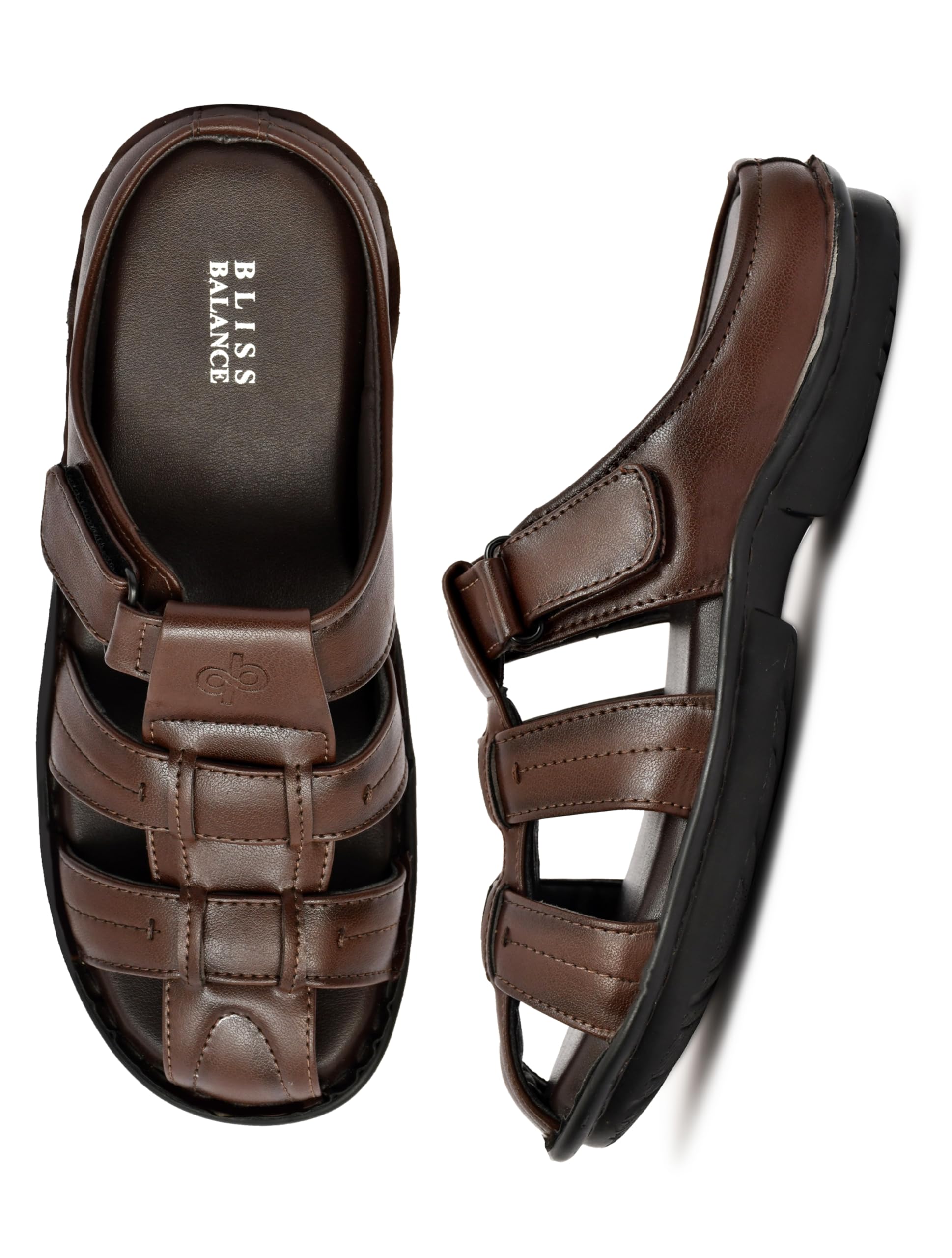 Super Soft Ortho Friendly Adjustable Velcro strap Doctor Sandal & Cushioned Footbed Lightweight Anti-Slip Sole Casual Sandals in Dual Comfortable Stylish for Men BB1081-image-13