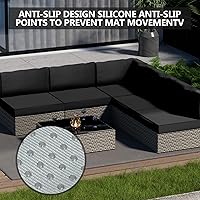 Vista 4 de Juego de 14 fundas de cojín impermeables para patio al aire libre, se adaptan a 6 asientos de mimbre de ratán seccional, fundas de repuesto