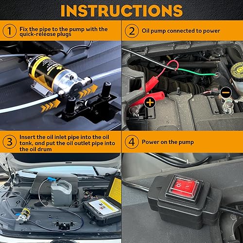 Miniatura 5 de MILADO Bomba extractora eléctrica de cambio de aceite de 12 V, 100 W, bomba de transferencia de líquido portátil de 1-4 Lmin para aceite de motor,