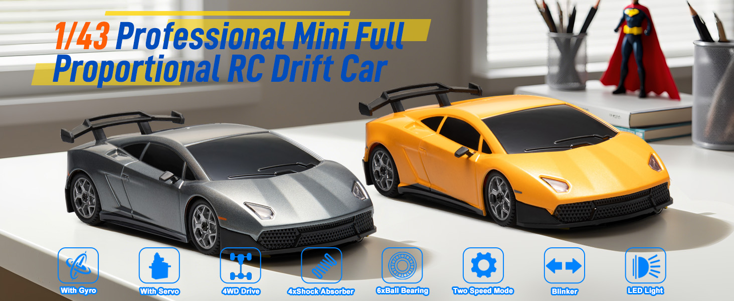 Amazon.com: YONCHER Mini RC Drift Car with Gyro, 1:43 4WD Full