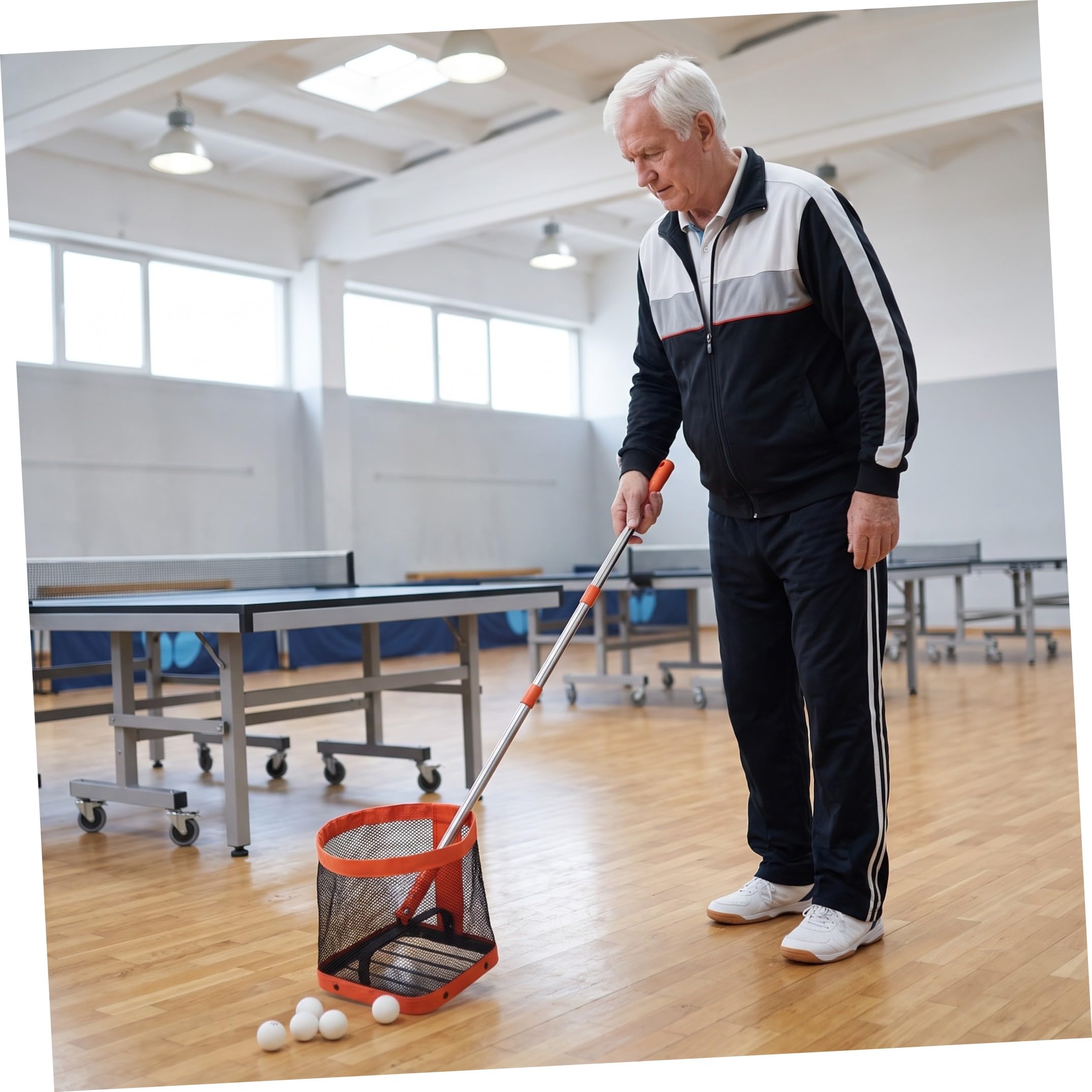 Alasum Recogepelotas y Gran Capacidad de Tenis de Mesa con Diseño Ergonómico sin Doblar, Varilla Telescópica para Entrenamiento en Clubes y Escuelas