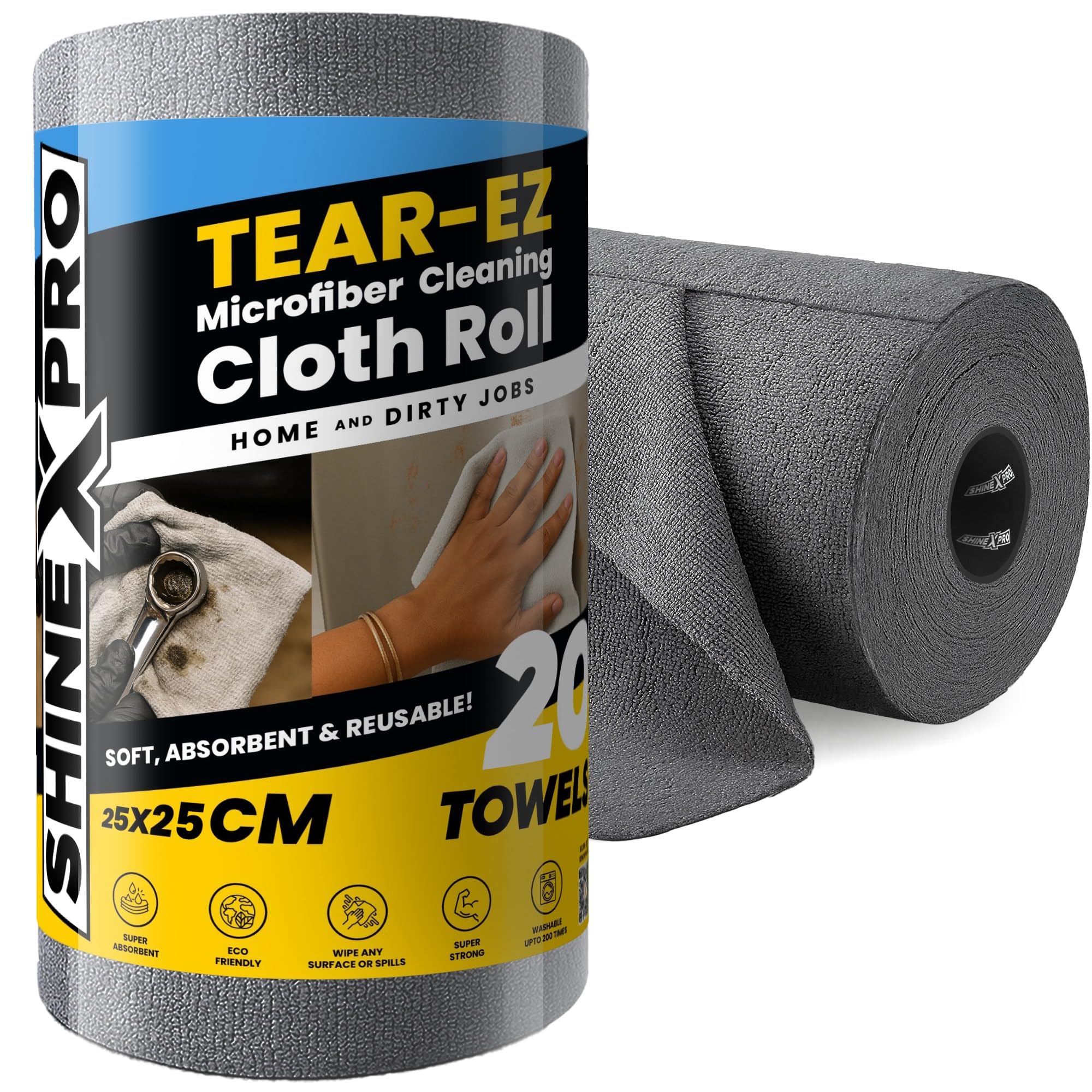 ShineXPro Microfiber Cleaning Cloth Roll, 4000 Times Washable - 10X Cheaper Than Paper Kitchen Towel Roll - Ultra Absorbent Lint Free Microfiber Cleaning Cloth for Kitchen - Tearable & Reusable-image-26