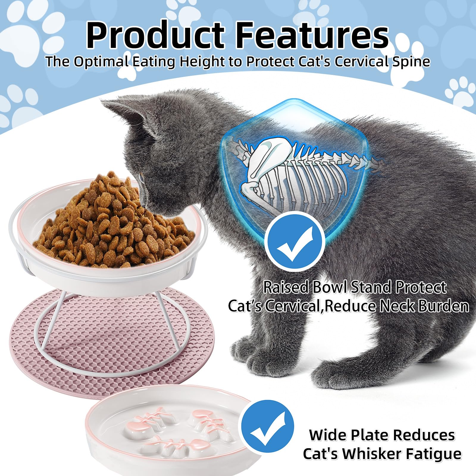 Upgrade WhiskerFatigueFree Cat Slow Feeder Bowl