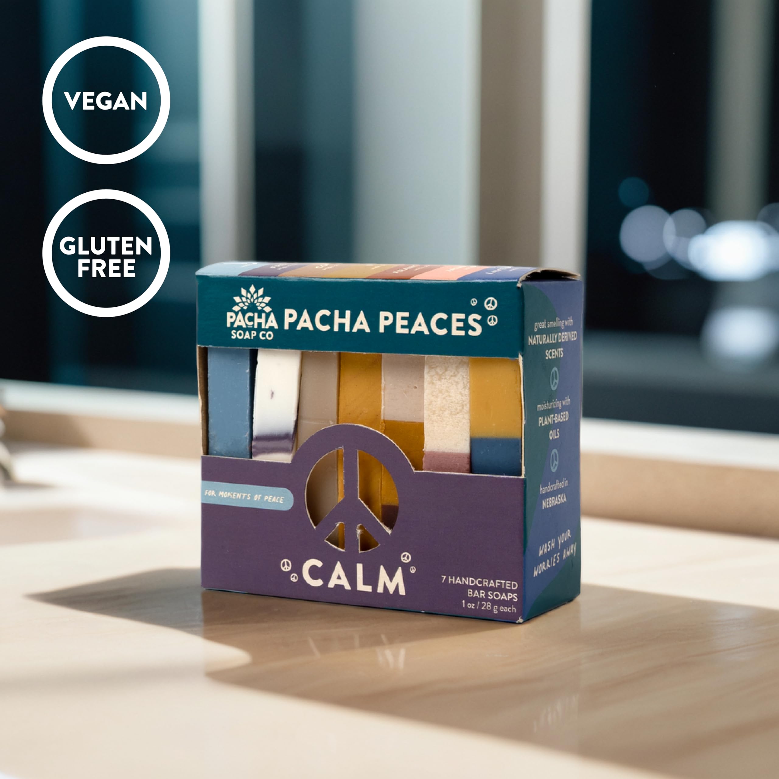 Pacha Soap Co. Bar Soap, Pacha Peaces, Uplift & Calm Bundle, 2-Pack (4 oz ea) - Premium, Handcrafted, Hydrating, Natural Face Wash, Hand Cleanser, Body Wash, Soothing Essential Oils