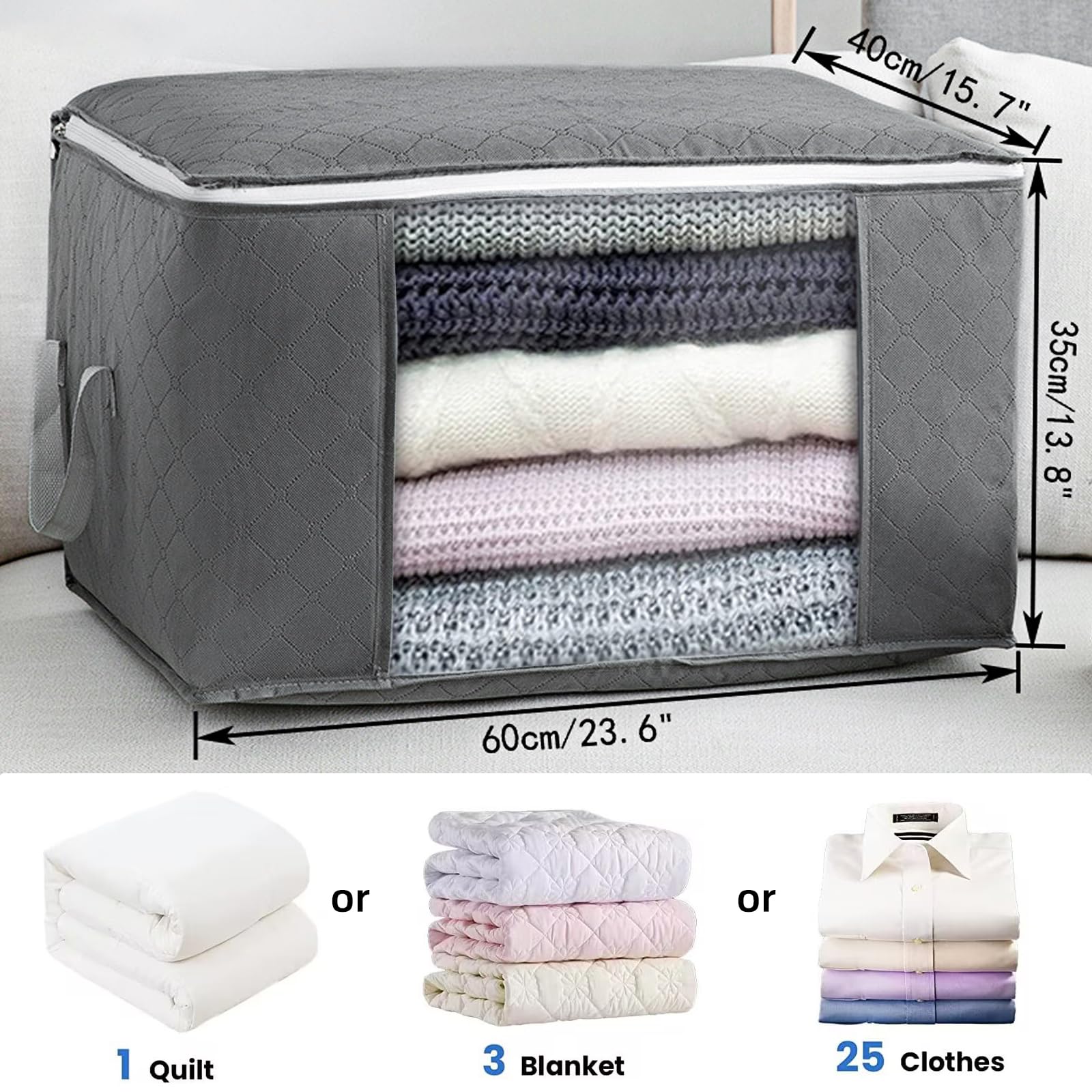 Rangement Couette Gain Place Sacs De Compression Pour Couettes Et Vêtements - Gain De Place Jusqu'à 40% - Lot De 2 Tailles (L XL) Auto-compression Sans Aspirateur