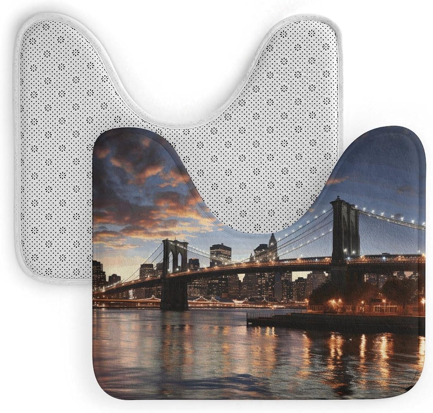 New York Bridge U-Shaped Toilet Bath Mat Absorbent 16x20 Inch image 4