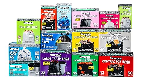 Miniatura 6 de Ultrasac UL-39586BK UL-39586BK - Bolsas de basura negras resistentes de 39 x 58 pulgadas, paquete de 15 unidades, para contratistas, construcción e