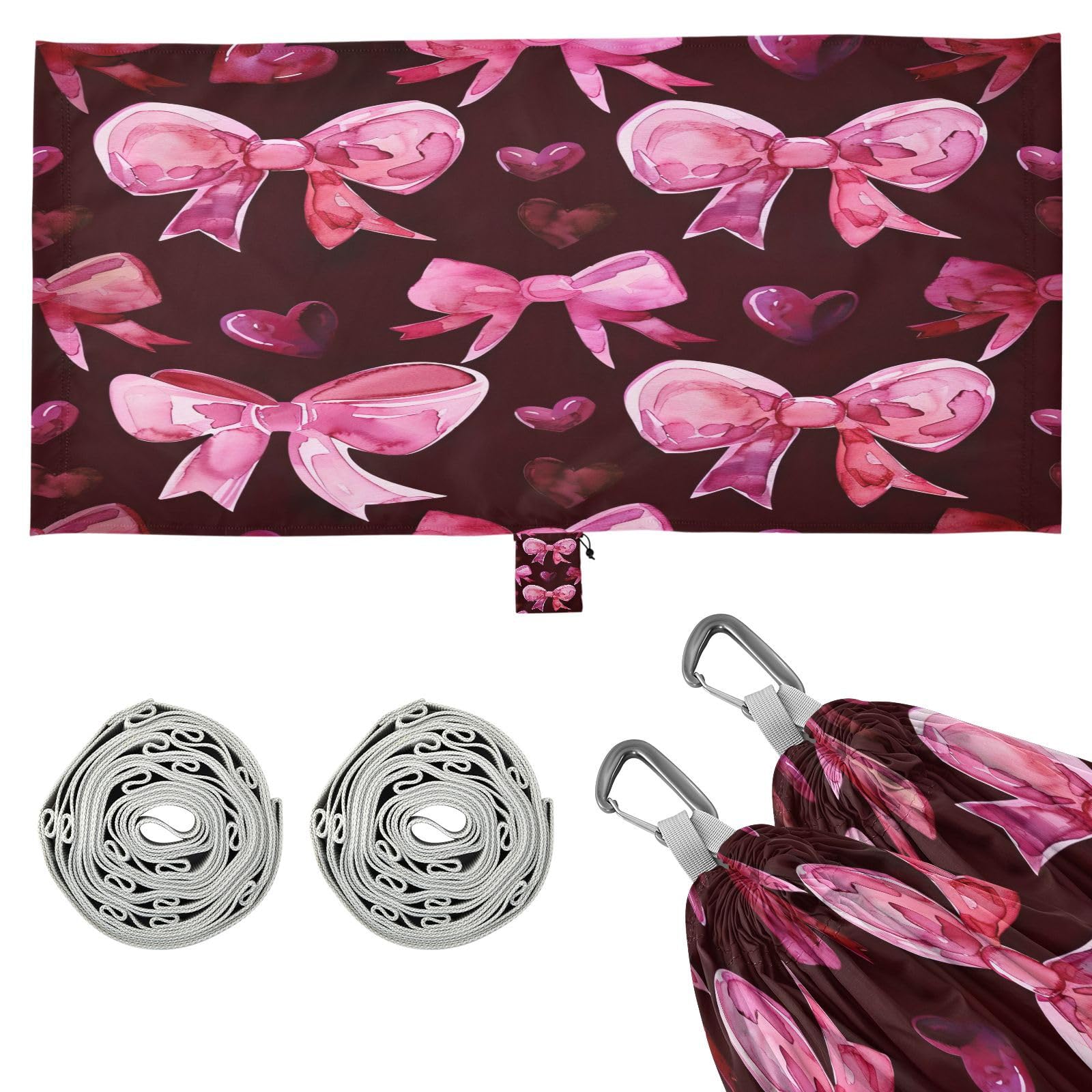 ATTX Cute Bow Tie Camping Hammock - Lightweight & Portable Hammocks, Heavy Duty 330lbs Capacity for Indoor, Hiking, Backpacking, Travel, Backyard, Beach#532