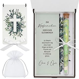 ZUKLA Verpackung für Geldgeschenke zur Konfirmation - Kästchen Geschenkset Geschenkbox - 16 x 10,5 cm - mit Reagenzglas - Geschenk für Jungen & Mädchen - Originelle Geldgeschenk Verpackung