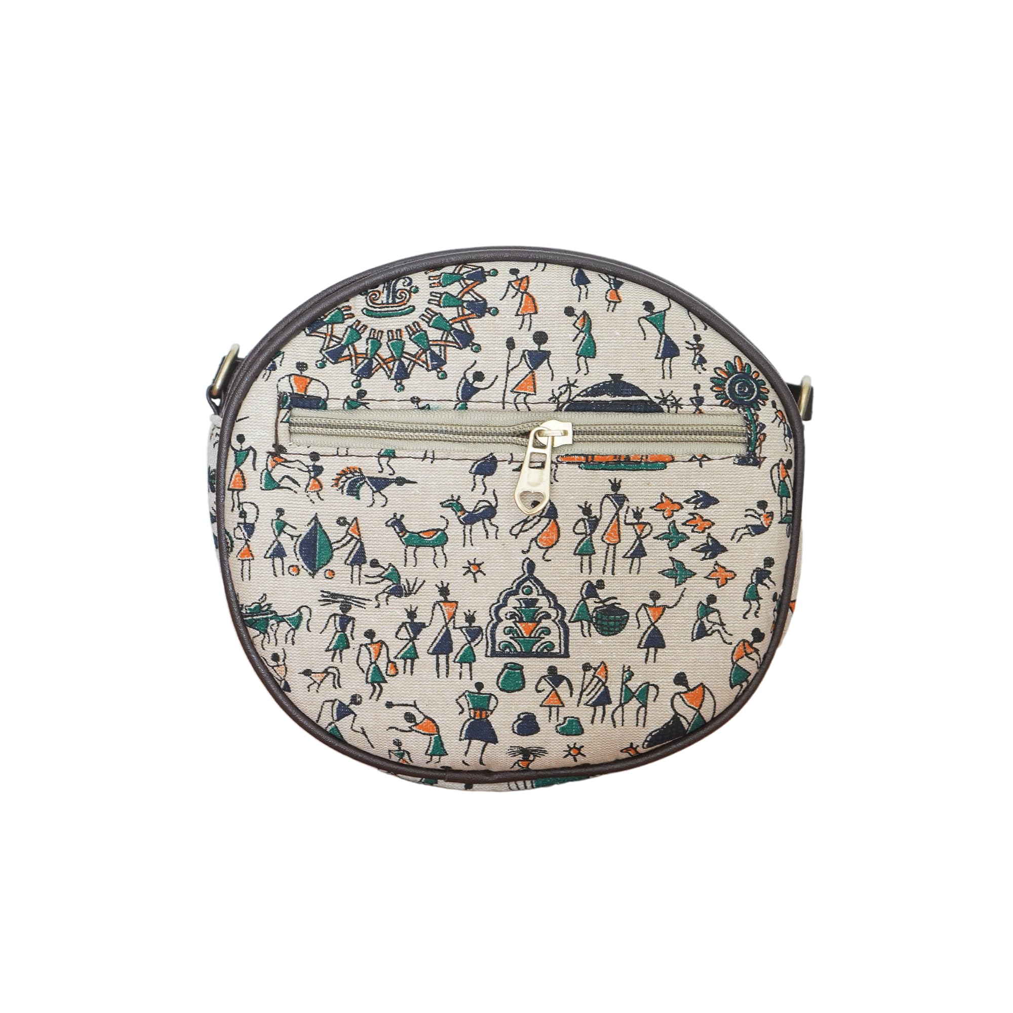 Chitralekha Traditional Warli Print Round Sling Bag for Women I For Daily Use I Zip Closure & Adjustable Strap I Katha Cotton | Lightweight and Durable I (Multicolor-7) (B0D7SRNXVH) Amazon Price History, Amazon Price Tracker