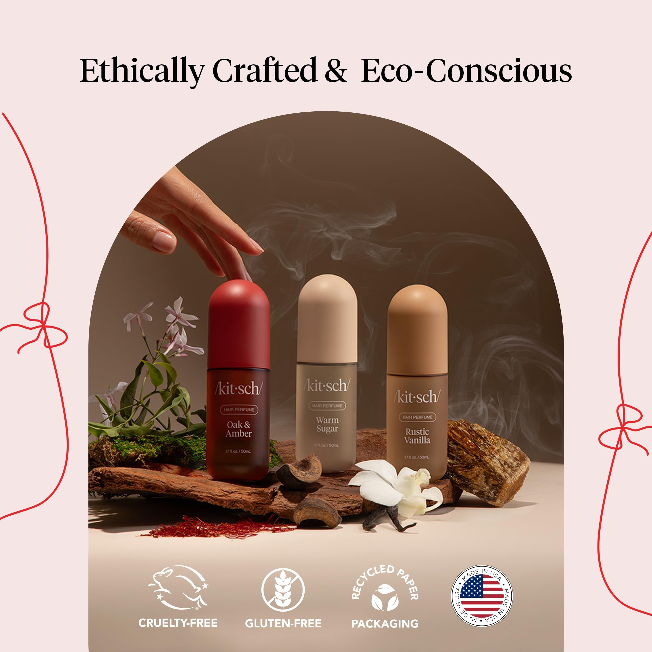 Kitsch Hair Perfume for Women- Warm Sugar and Oak & Amber | Clean, Deodorizing & Patented Odor-Eliminating Technology Hair Spray & Body Mist- Freshen Hair, Pillows | Ideal Gifts for Women - 50mL, 2pcs