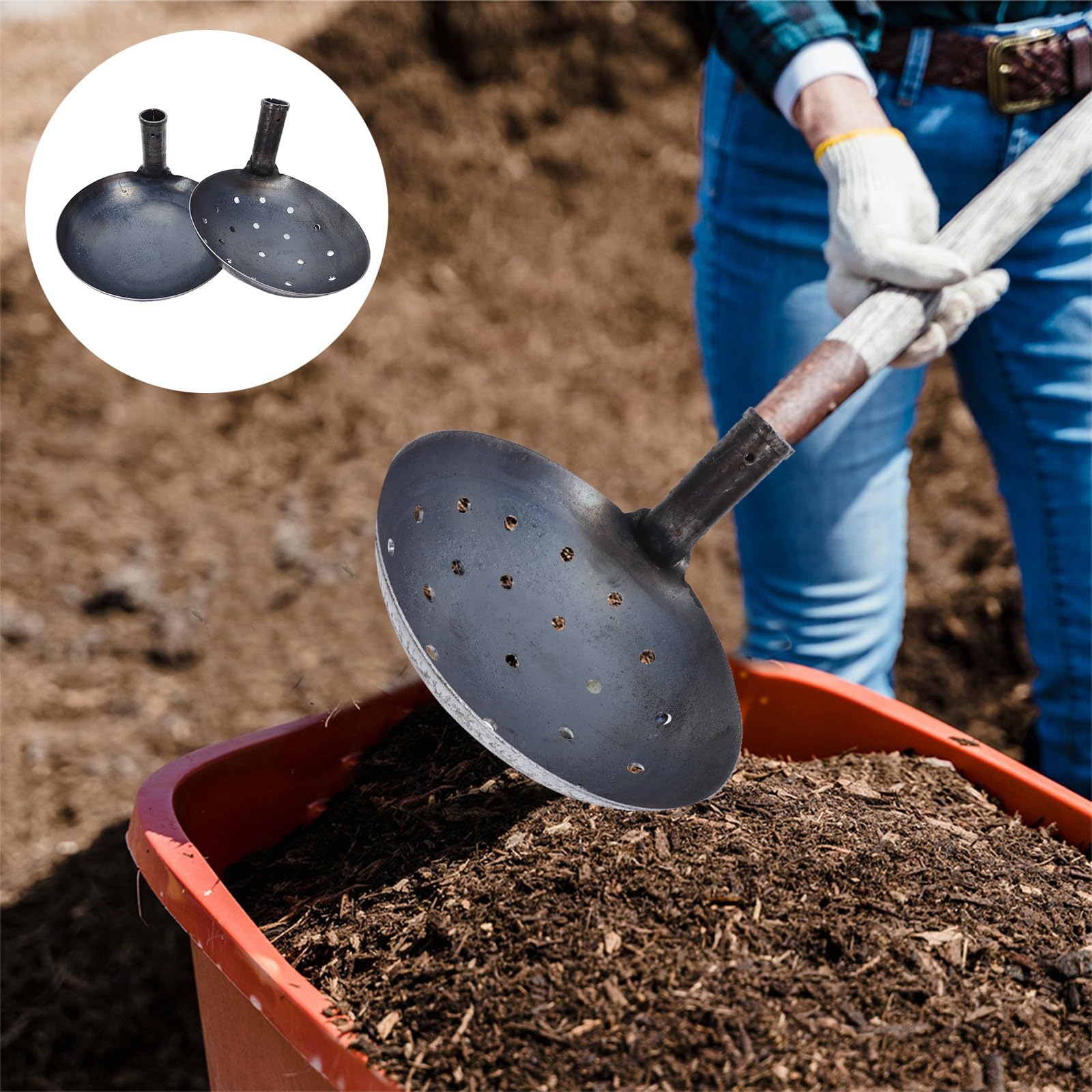 DOITOOL 2 Palas de Metal para Limpieza de Lodo, Pala de Filtro de Hierro, Pala tamizadora con Agujero, Herramientas de jardinería, Pala para Arena de Gatos y gallinero.