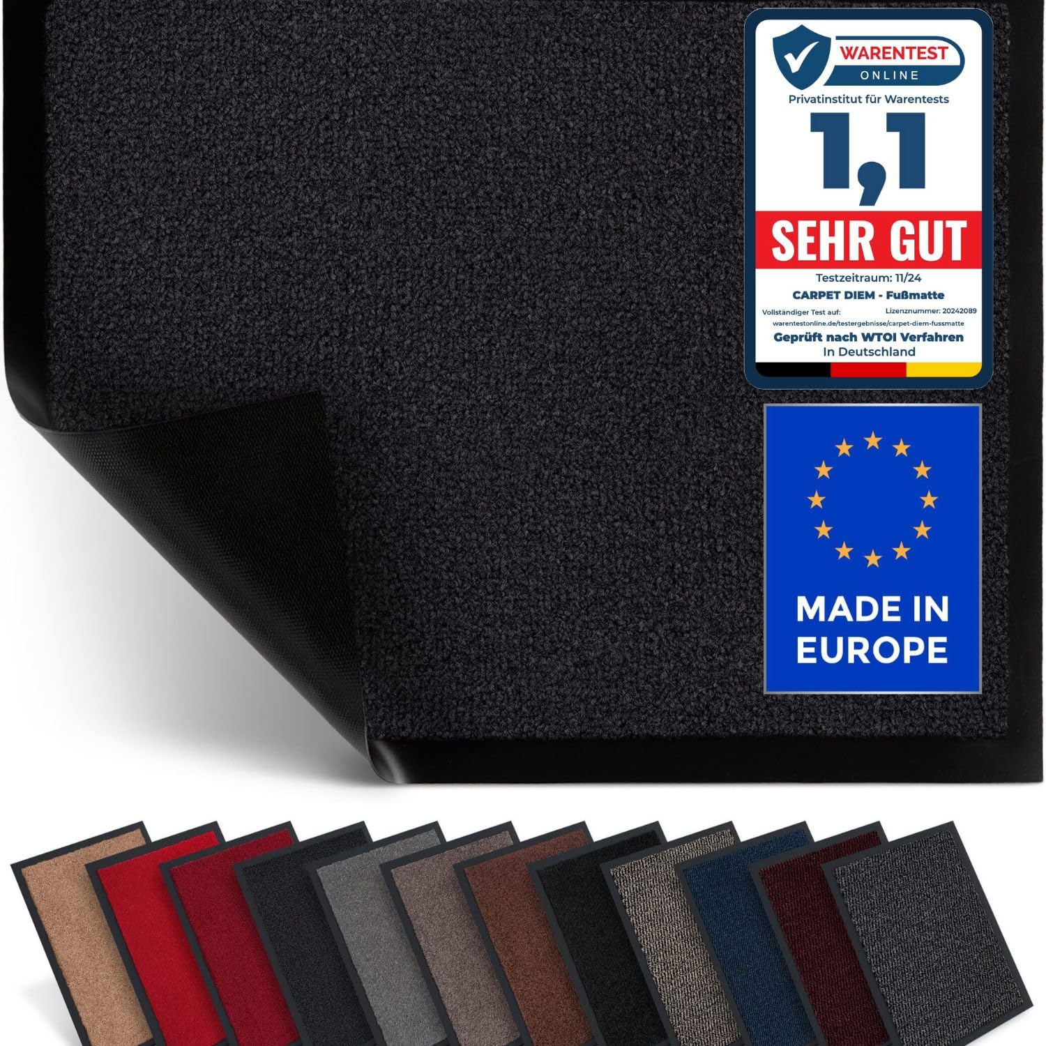 Carpet Diem Felpudo Antideslizante 80 x 120 cm - Trampa de Tierra Felpudo Exterior e Interior para una Entrada Limpia - Fácil de Cuidar - Antracita