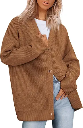 EFAN Women's Cardigan 2023 Open Front Oversized Button Lightweight Sweaters V Neck Loose Cardigans Knit Outwear