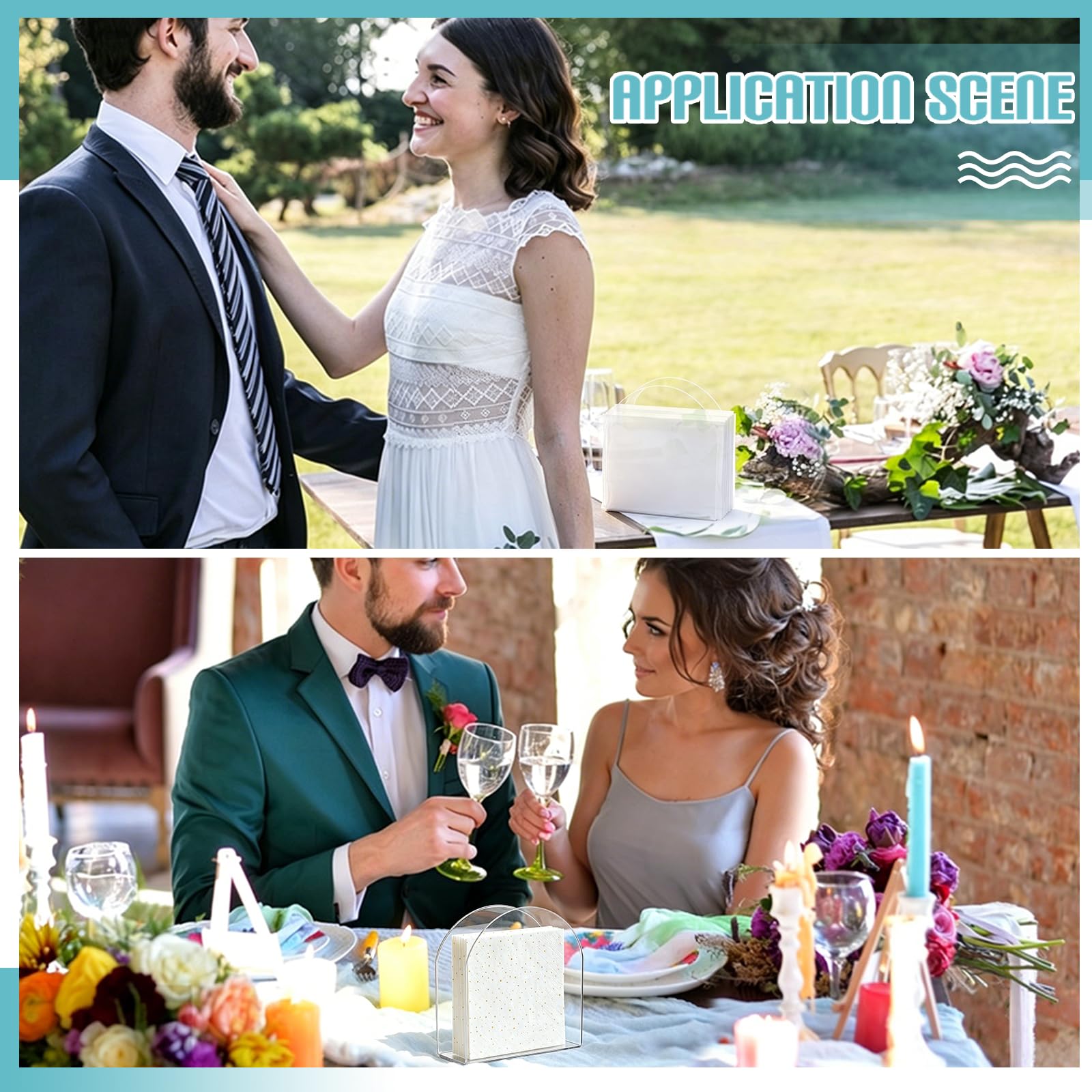 12 servilleteros de acrílico transparente para mesa de baño, toallero de invitados, dispensador de servilletas vertical para cocina y bar, 125 x 125 x 50 mm