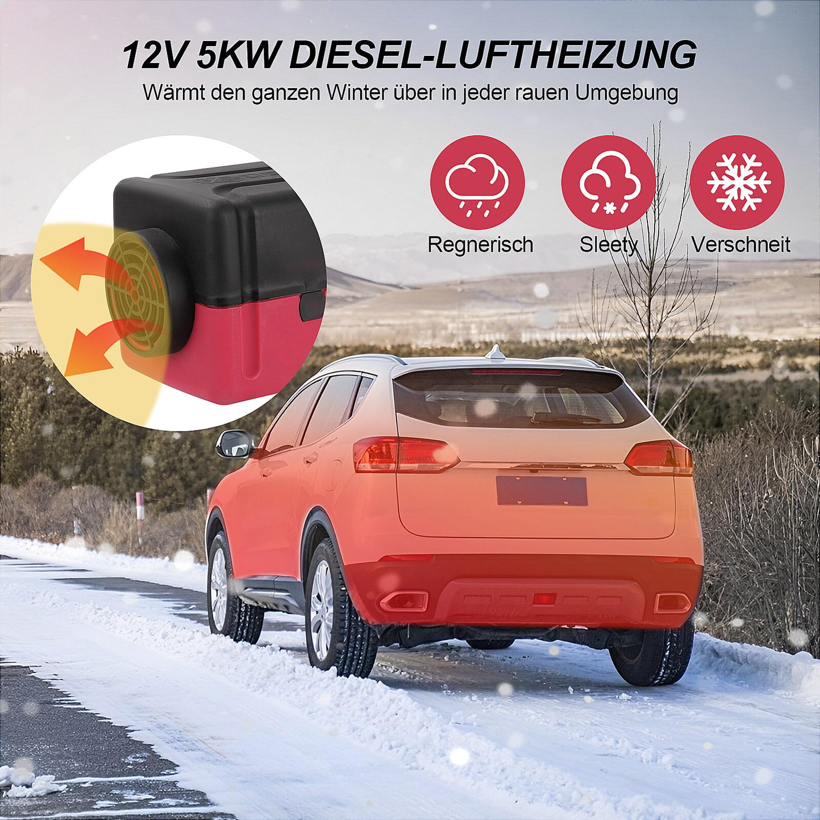 Trintion 12 V 5 kW Luft-Diesel-Heizung LCD-Schalter, Fernbedienung Luft-Zusatzheizung 10 l Tank-Parkheizung universelle tragbare Heizung für Wohnmobile LKWs Busse Boote Tourenwagen Wohnwagen
