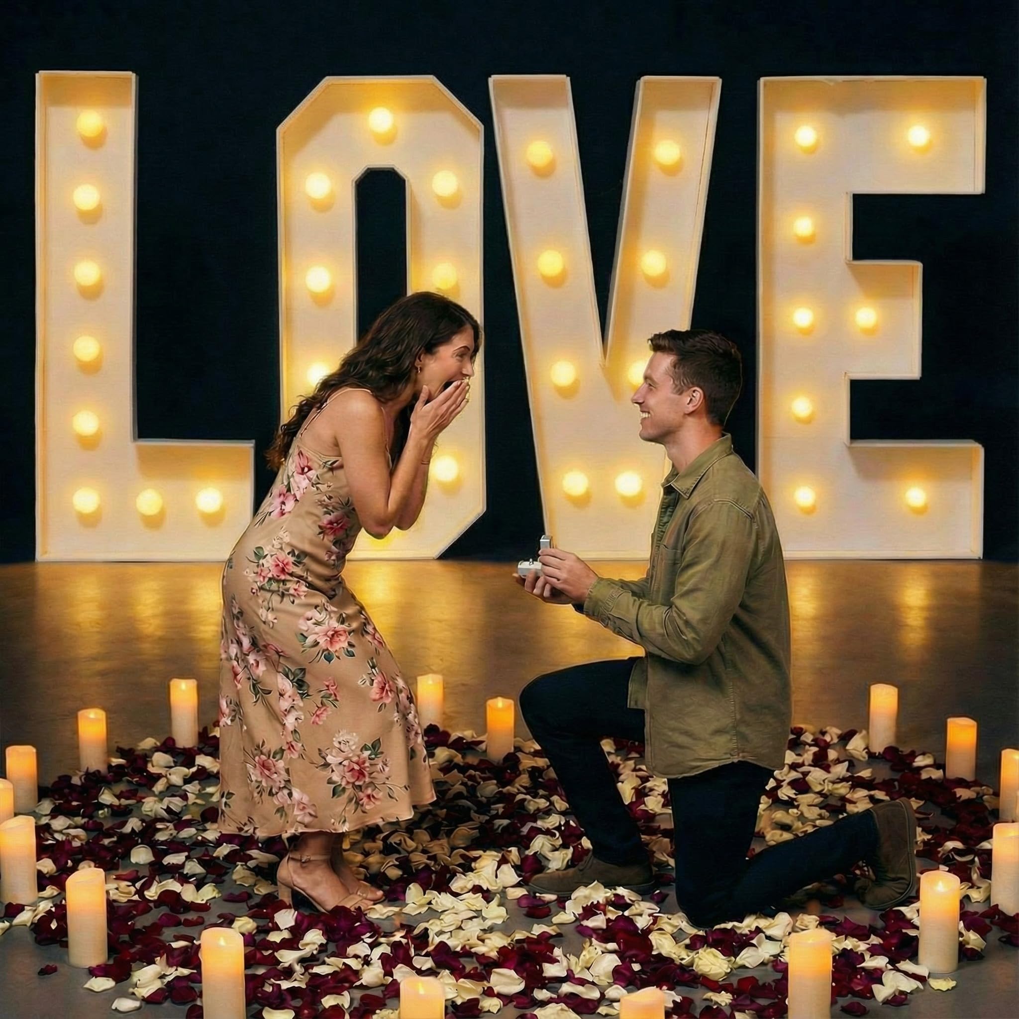 Yunsailing Letras iluminadas de carpa de amor de 3 pies, luces LED, letrero de amor, letrero decorativo de números grandes, marco precortado para el día de San Valentín, boda, cumpleaños, compromiso