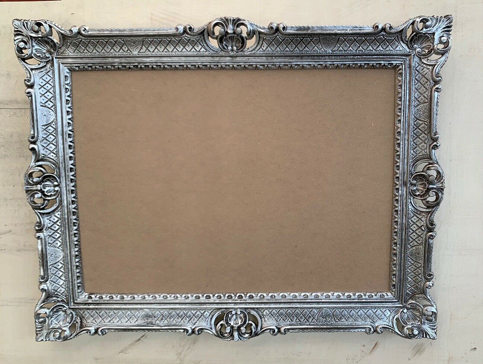 XXL antyczny wygląd z ornamentami, luksusowa ramka na zdjęcia, barokowa, antyczna srebrna 50 x 70 cm, przepychana ramka w stylu antycznym, 70 x 90 cm, obraz na zdjęcia, ramka ślubna, styl vintage 3057