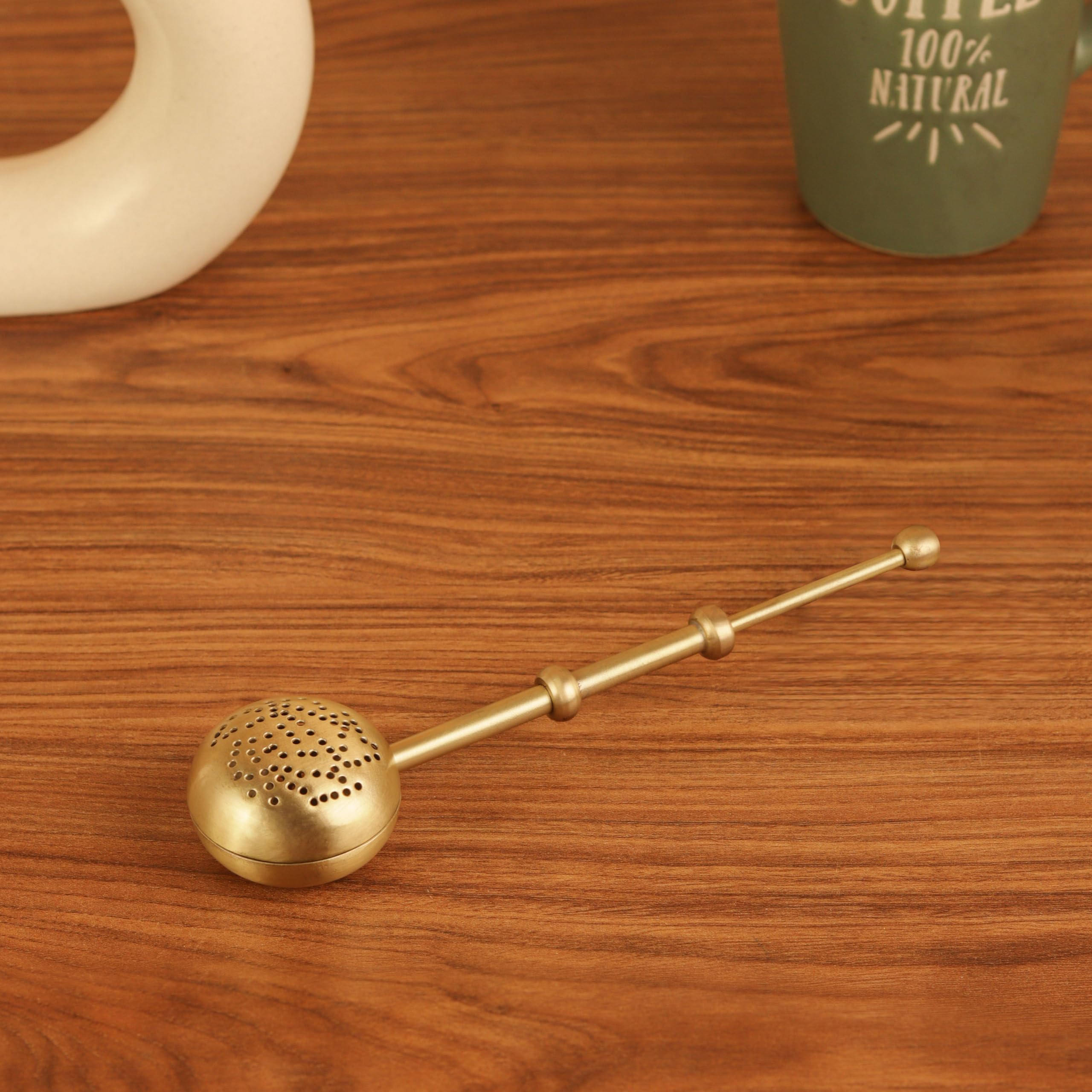 Handcrafted Brass Tea Strainer - Fine Mesh & Handle -8