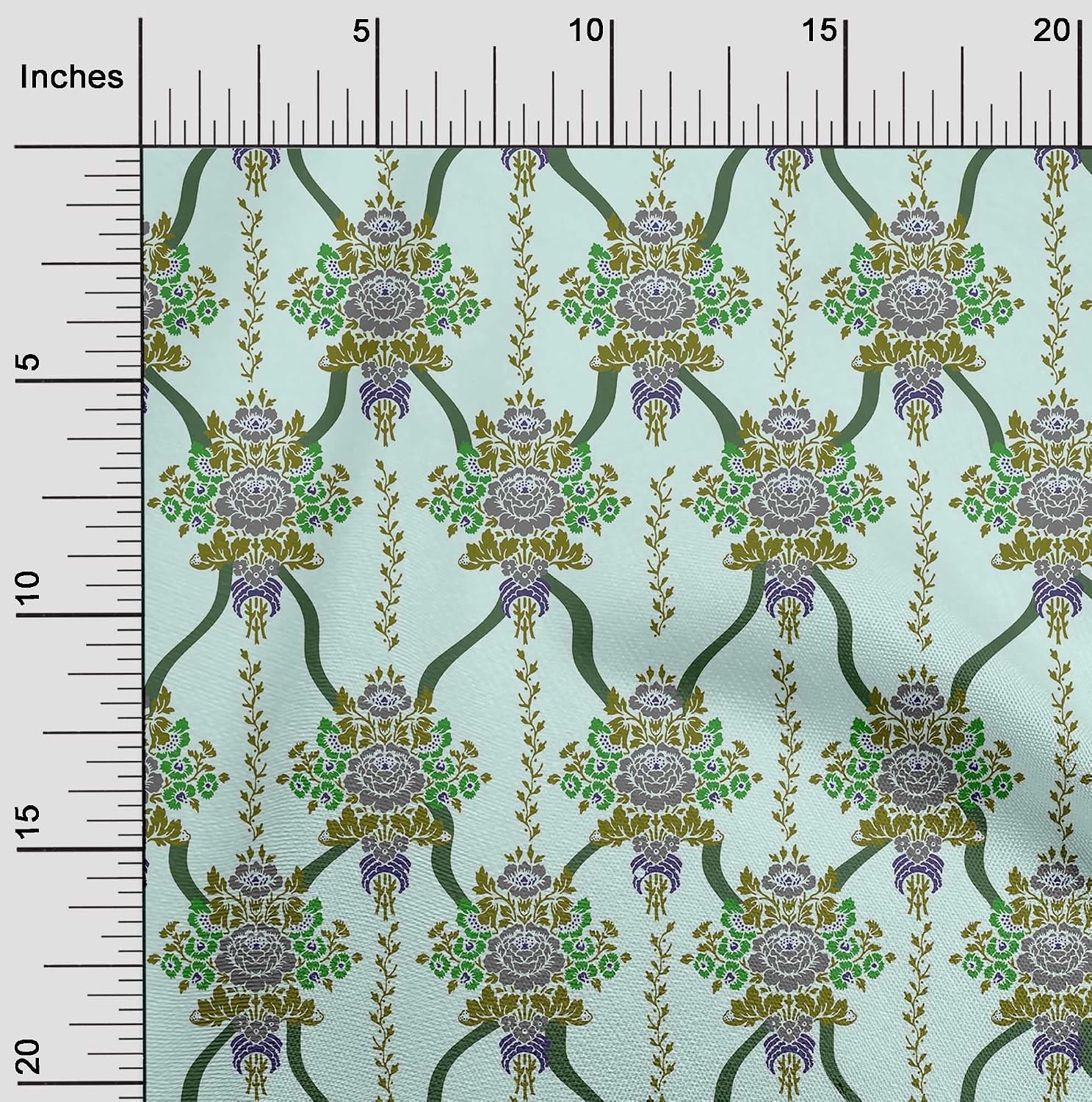 oneOone Cotton Flex Mint Green Fabric Floral Sewing Fabric by The Yard Printed DIY Clothing Sewing Supplies 40 Inch Wide-722