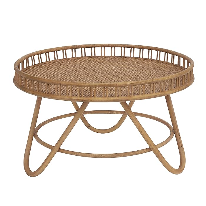 Buy FINECASA Rattan Coffee Table, Tray Top Coffee Table, Wicker Coffee