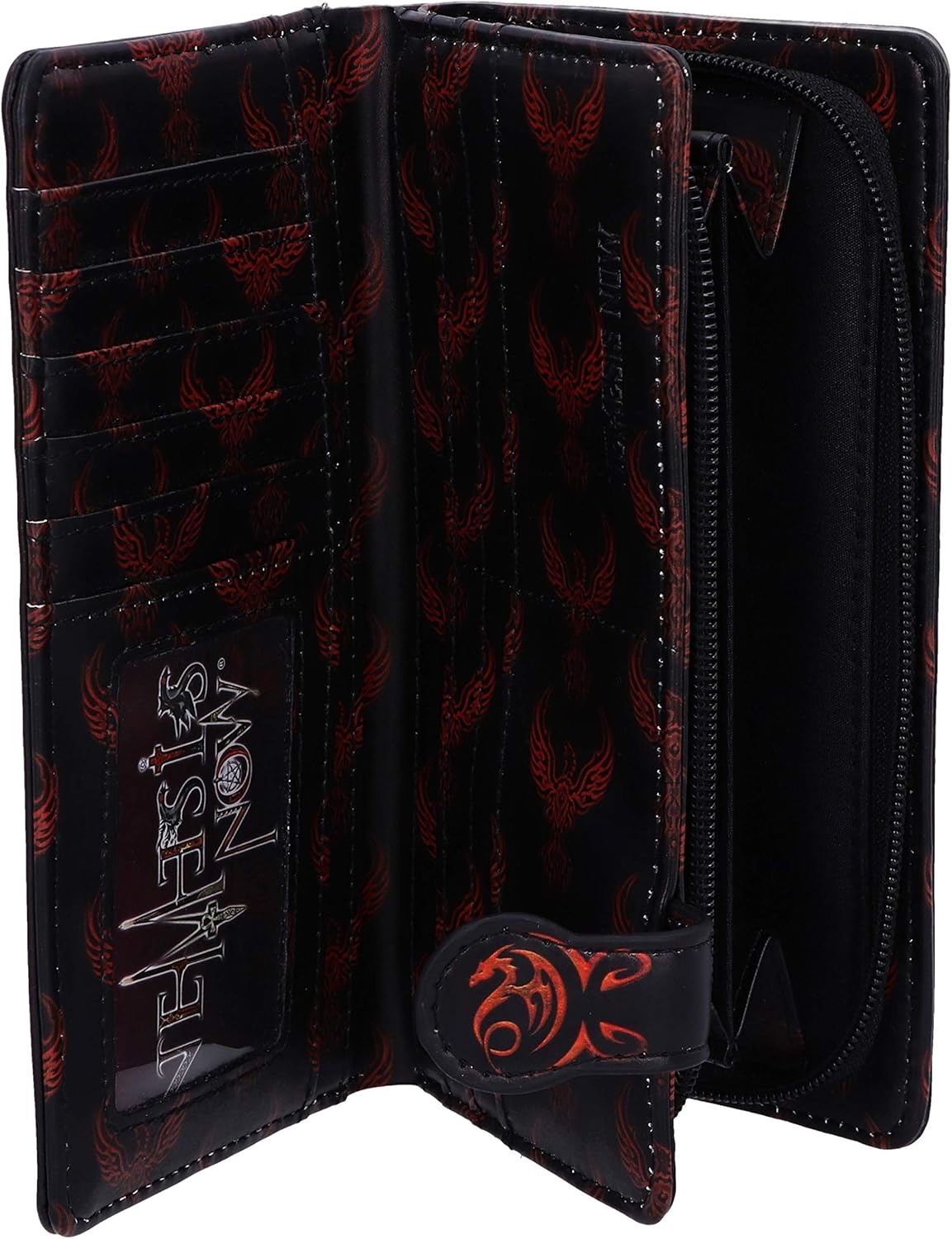 Nemesis Now Anne Stokes Phoenix Rising Mythical Bird Embossed Purse, Black, 18.5cm