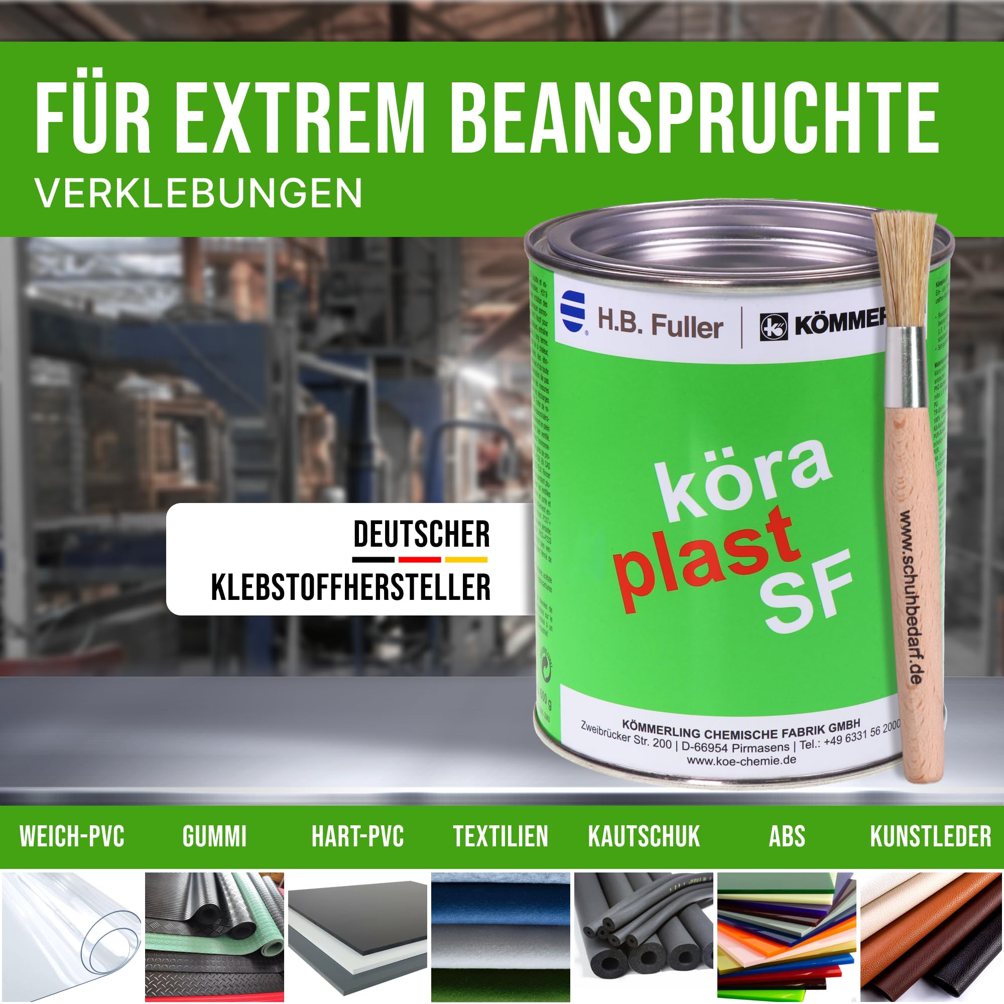 Köraplast SF 600g PVC Kleber I incl. Auftragspinsel - EPDM LKW Planen Kleber - Gewebeplanenkleber - Teichfolien - Zeltplanen - Polysterol - Weich PVC Reparaturkleber - Bootsplanen